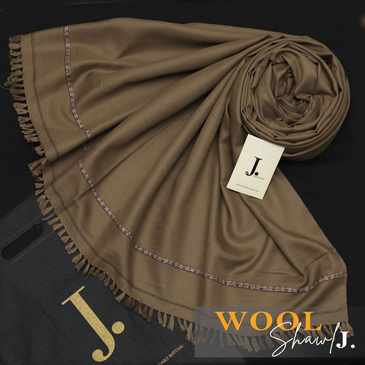 J. Men Premium Woolen Shawl D-001 (Brown)