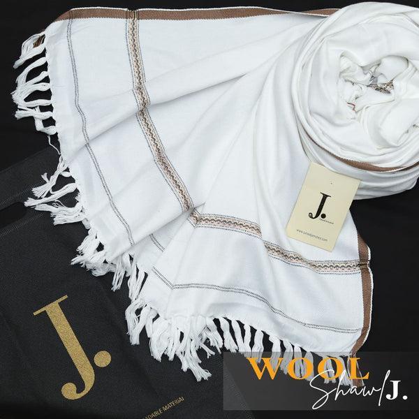 J. Men Premium Woolen Shawl D-004 (Pure White)