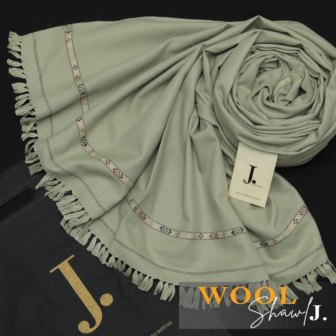 J. Men Premium Woolen Shawl D-006 (Pista)